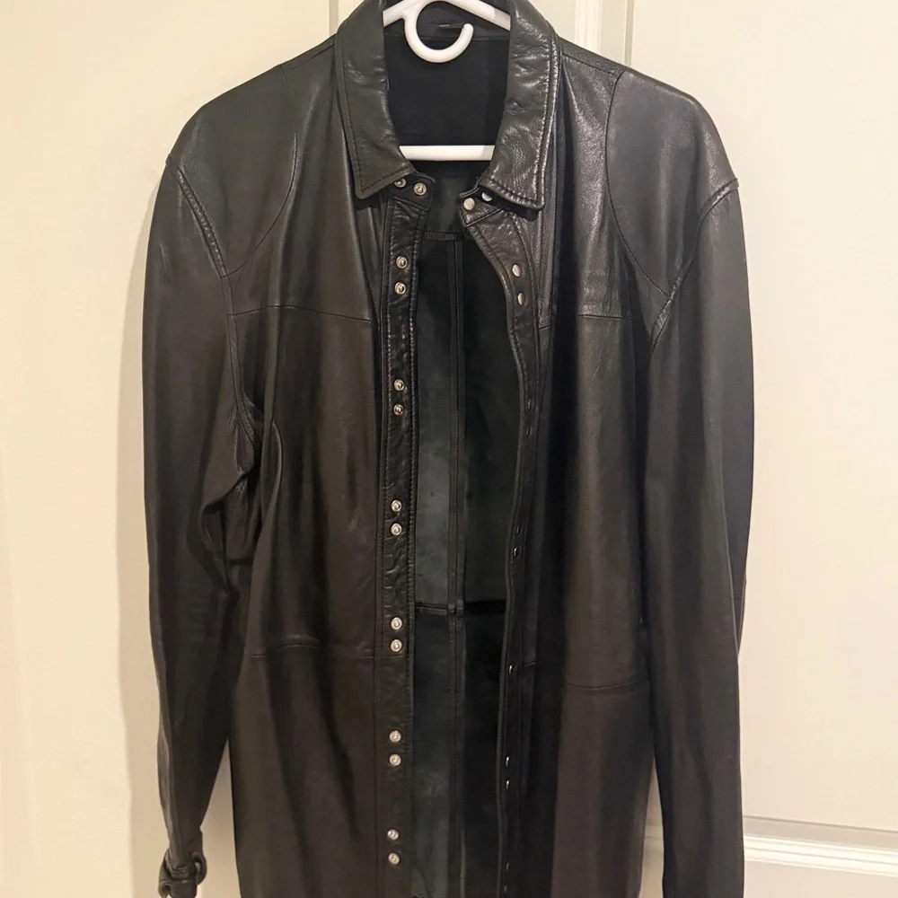 H& M Black Leather Button-Up Shirt - Picture 2 of 4